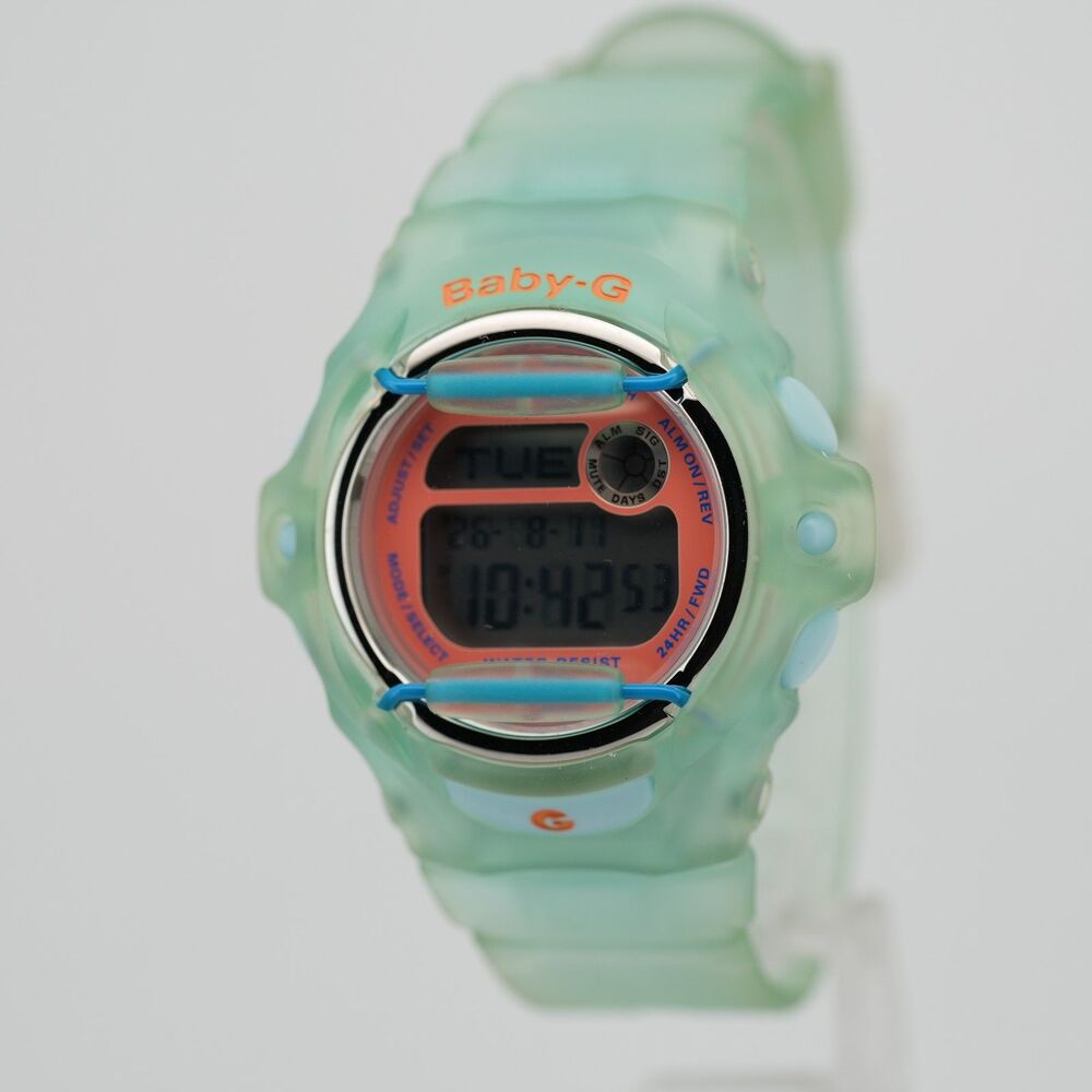 Casio Baby-G BG-169R Translucent Mint Jelly Watch Coral Dial Running New Battery